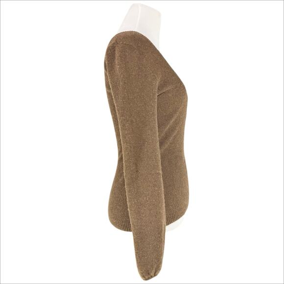 OLD NAVY 2007 Collection 100% Cashmere Brown Scoop Neck Sweater Size S *mended* - Picture 2 of 9